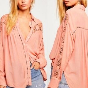 FREE PEOPLE CORAL COLOR OVERSIZED TOP